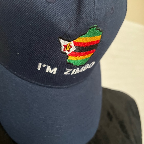 Embroidered cotton  one size unisex navy blue cap I am Zimbo  (Zimbabwe Map) - Picture 3 of 4